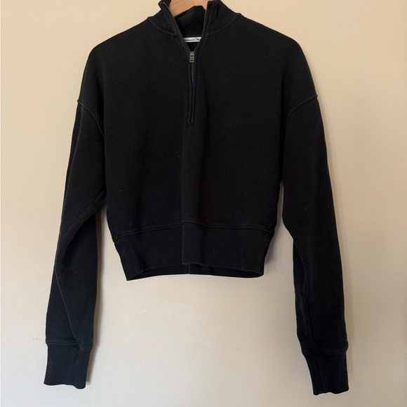 Reformation Marla Half Zip Cropped Sweatshirt Black - Picture 7 of 8